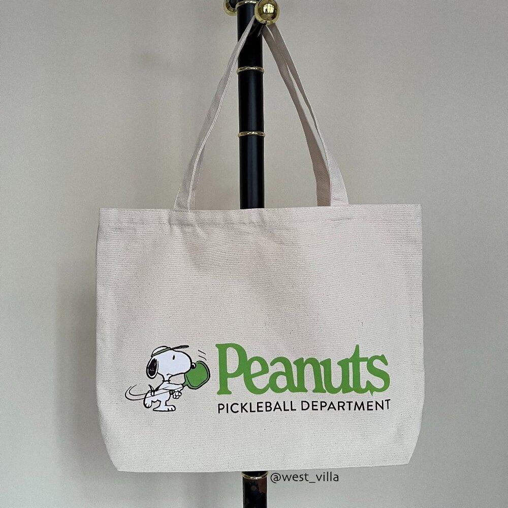 Snoopy Pickleball Peanuts Large Canvas Shoulder Tote Bag